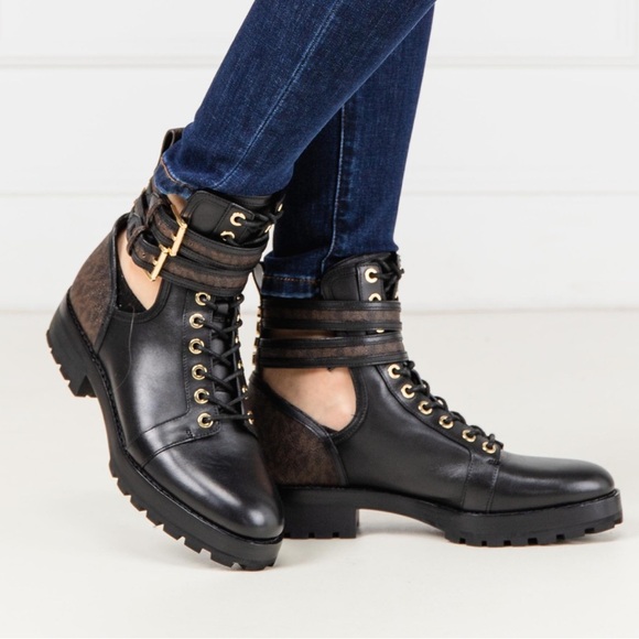 Michael Kors Bensen Leather Combat Boot - Picture 1 of 11